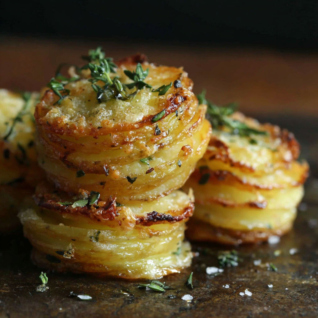 Kartoffelstapel in einer Muffinform.