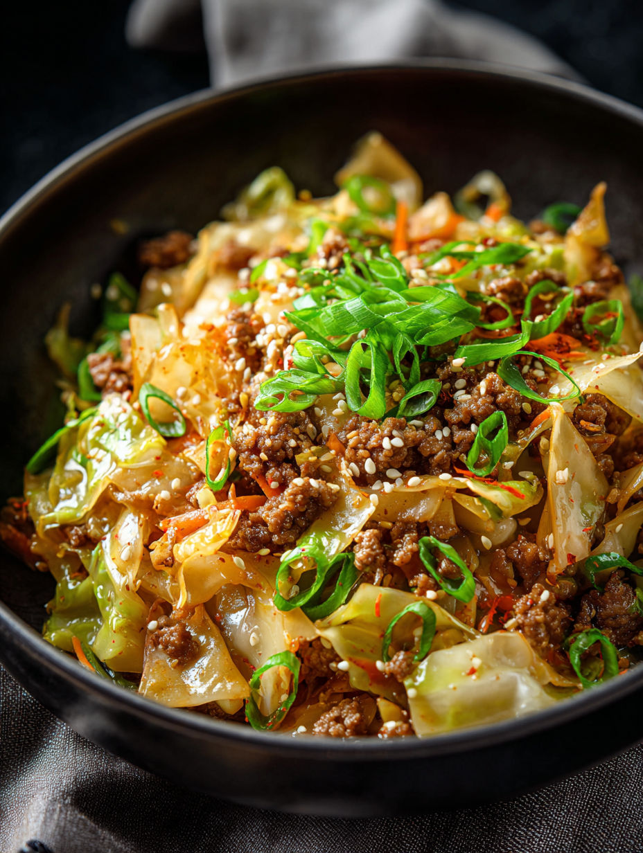 Inside out egg roll in a bowl.
