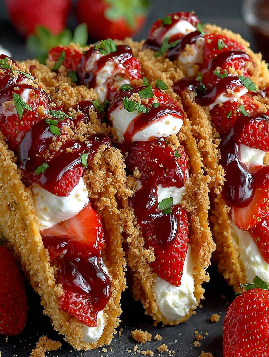 Ein köstliches Dessert aus Brot und Erdbeeren.