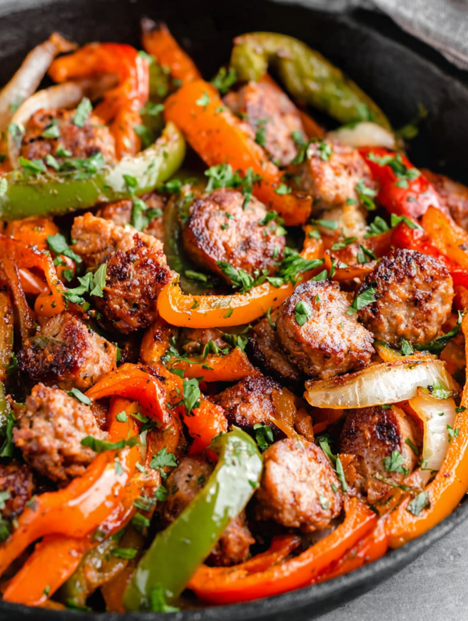 Ein köstliches Gericht mit italienischer Wurst und Paprika.