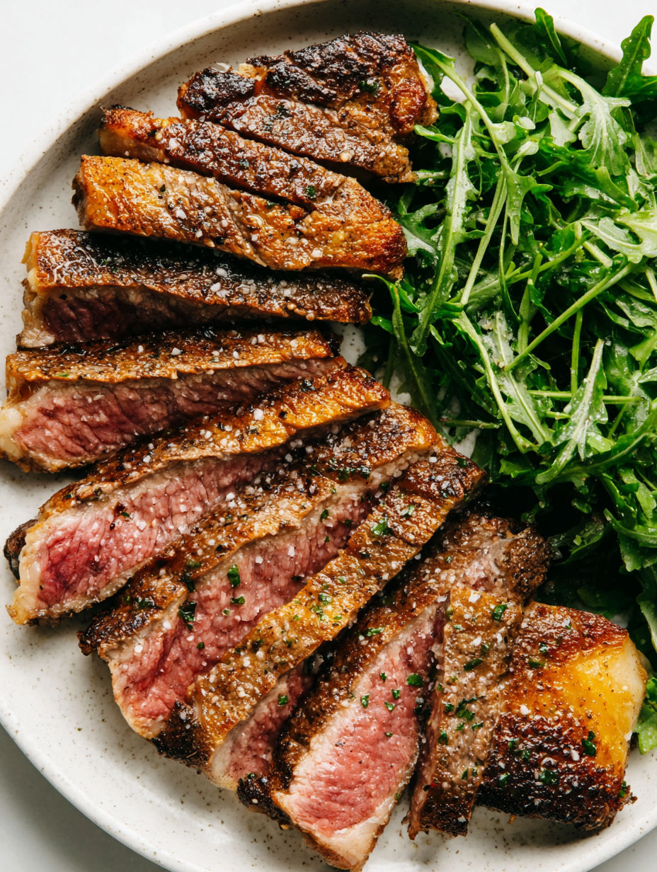Eine Nahaufnahme von einem Stück Fleisch auf einem Teller.