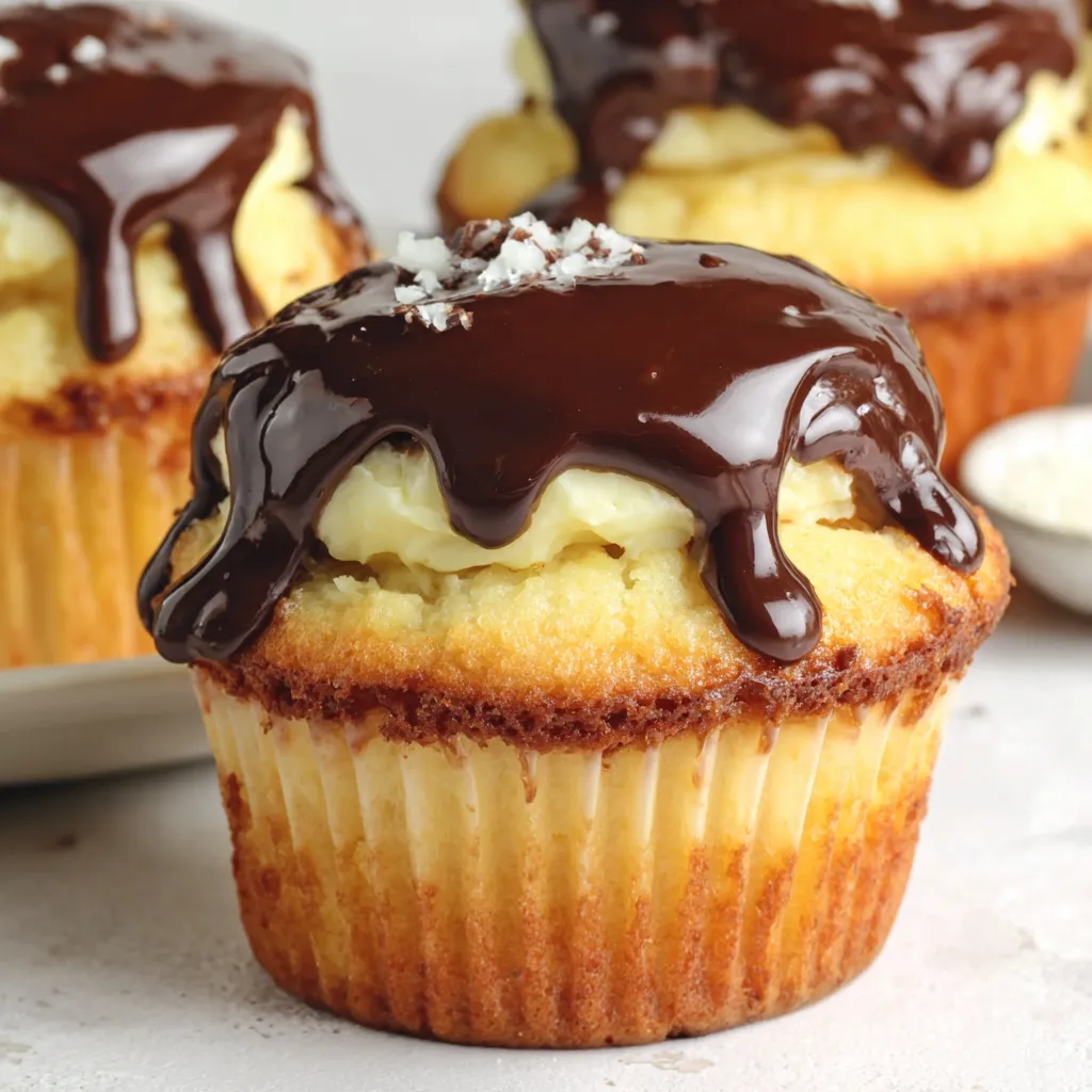 Schokoladenglasur auf einem Muffin.