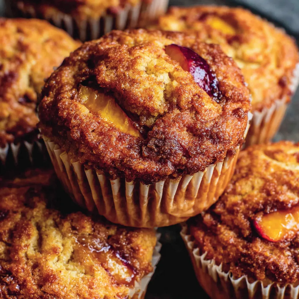 Riesige Karamell-Pfirsich Muffins.