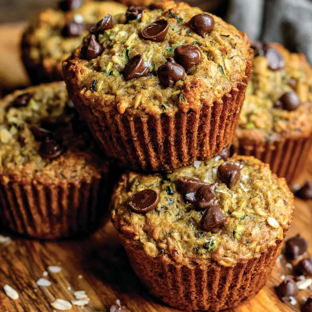 Ein Stapel Muffins mit Schokoladenstückchen und Haferflocken.