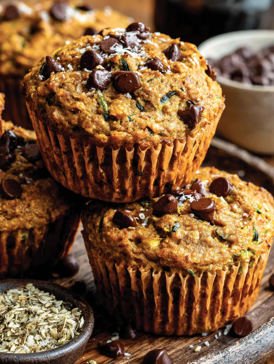 Ein Stapel Muffins mit Schokostückchen und Haferflocken.