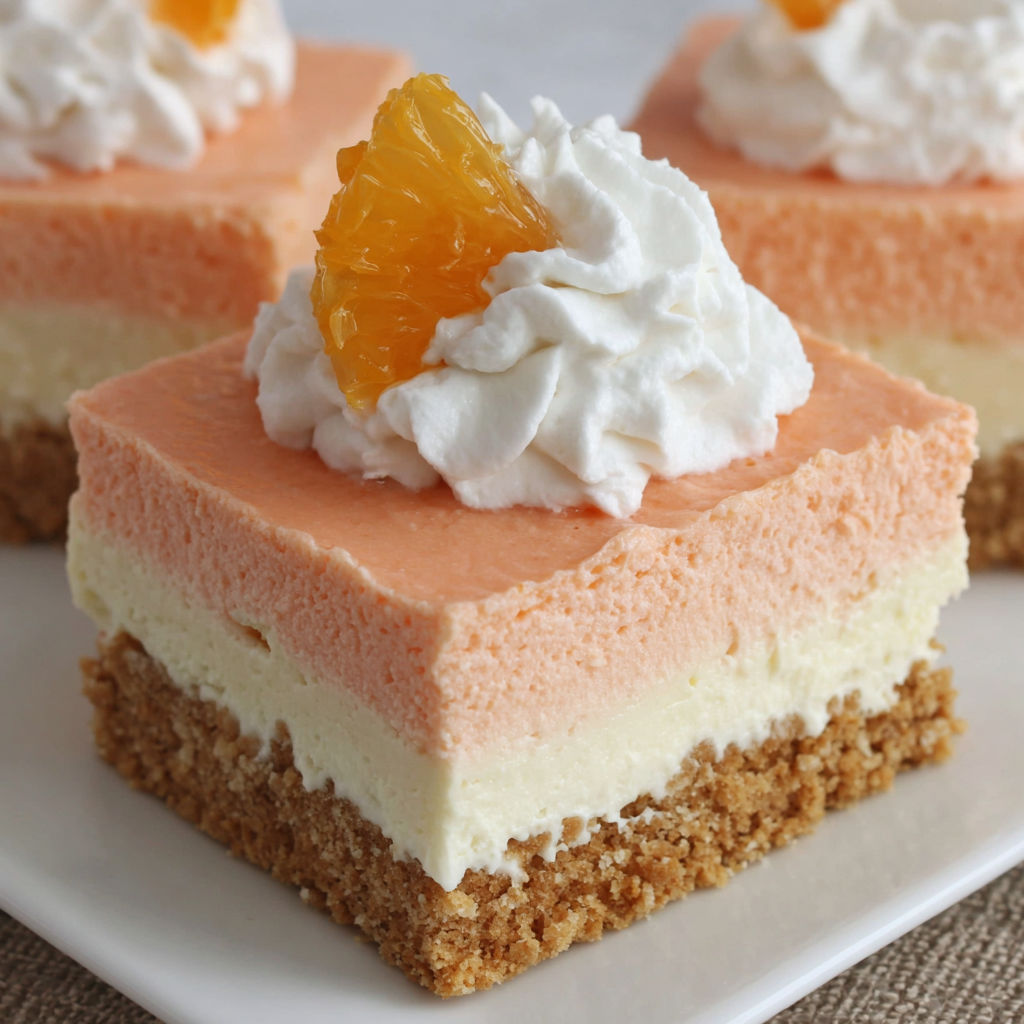 A slice of orange creamsicle dream bars.
