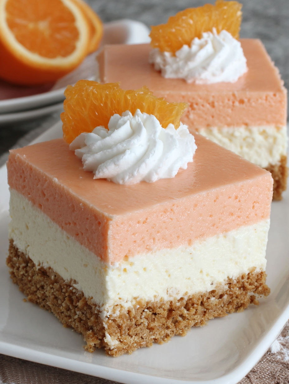A slice of orange creamsicle dream bars.