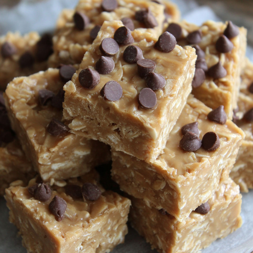 A plate of peanut butter oat bites.