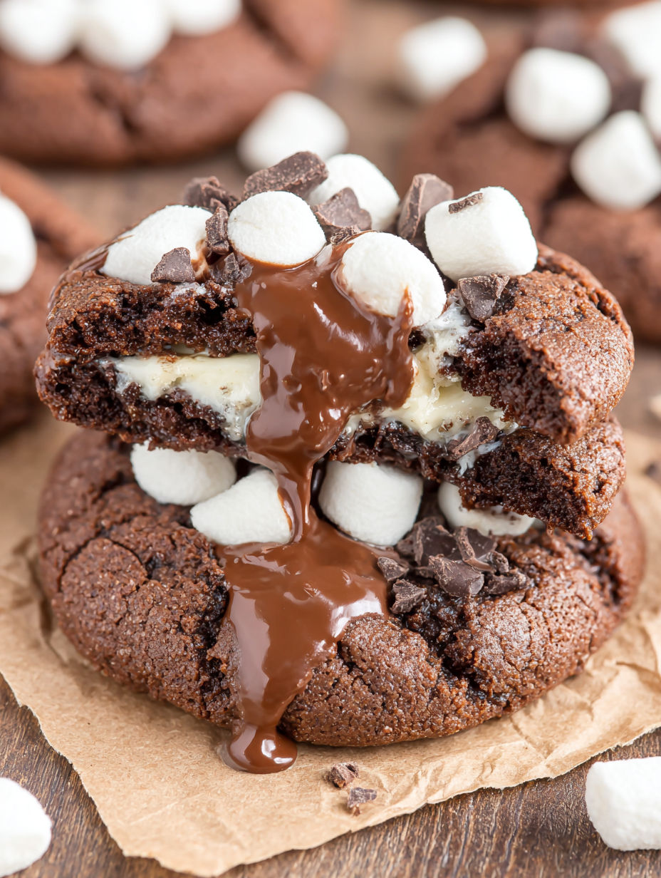 A chocolate chip cookie with chocolate drizzled on top.