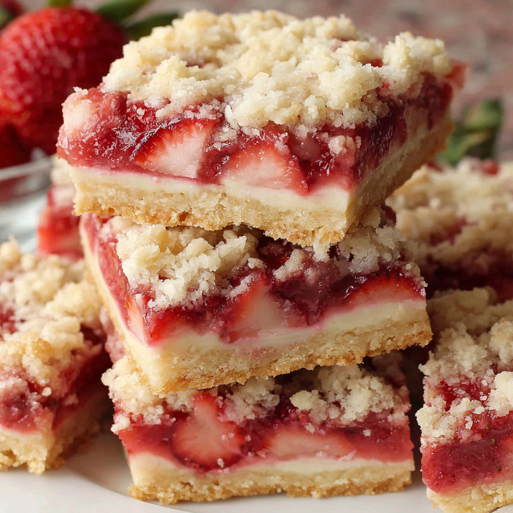 A stack of strawberry shortcake bars.