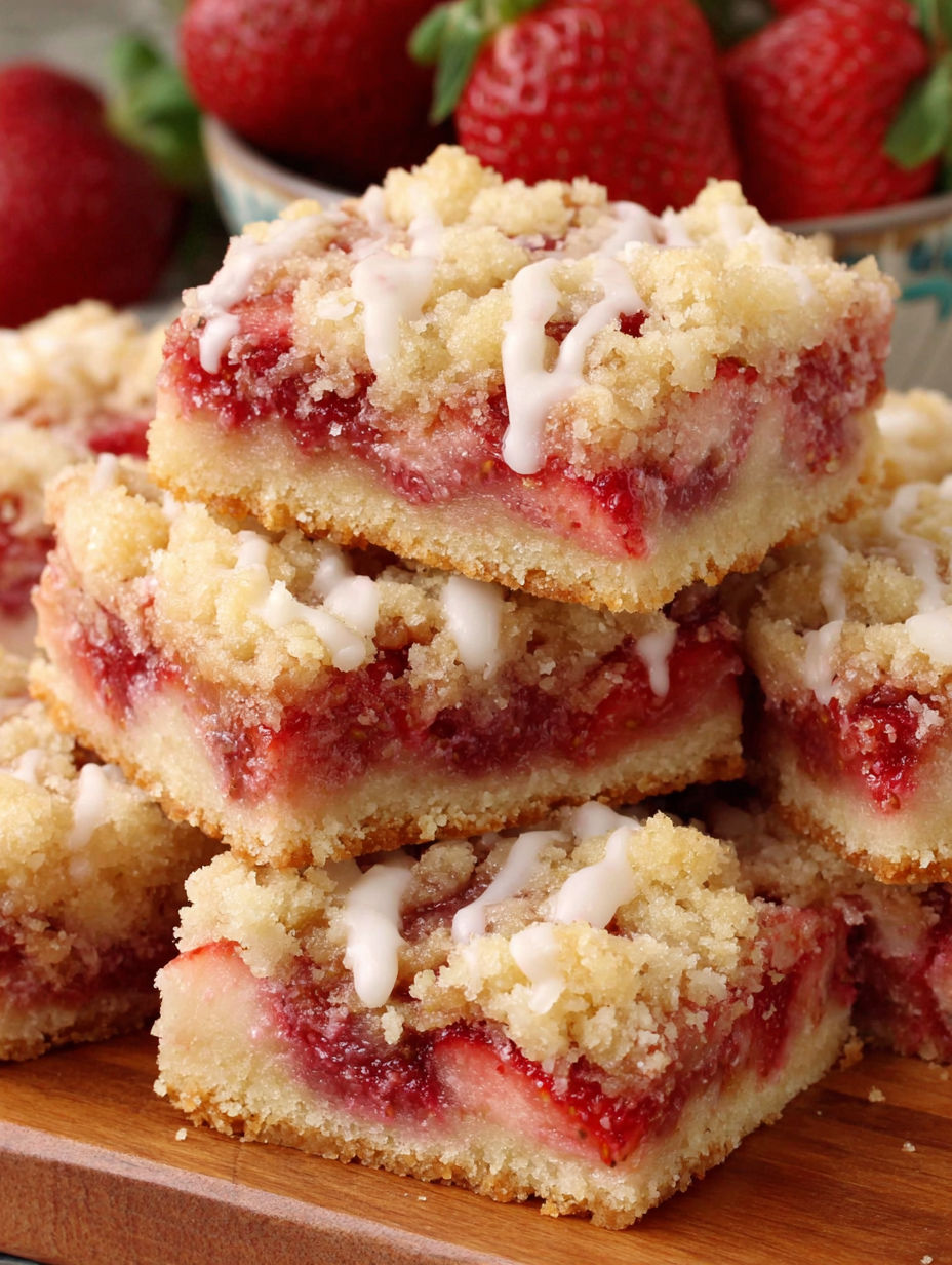 A stack of strawberry shortcake bars.