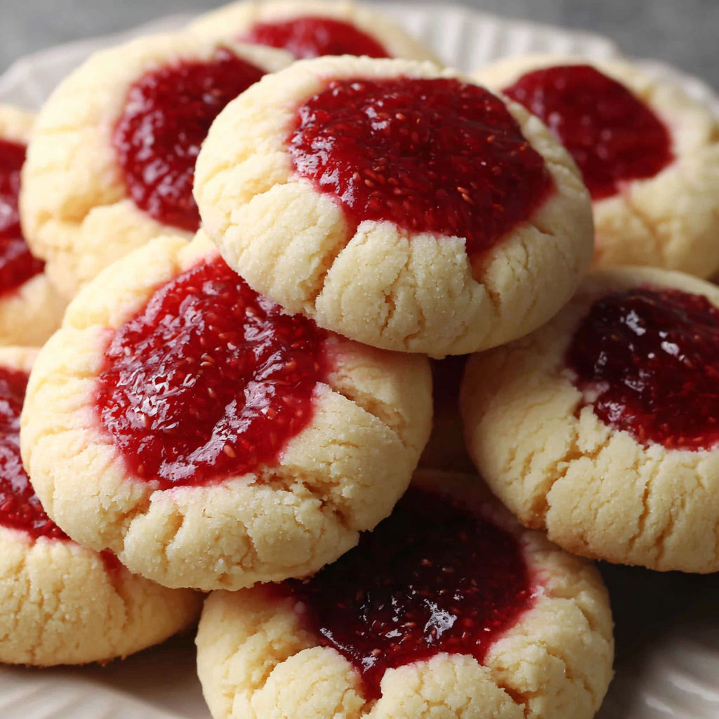A plate of Raspberry Curd Cookies.