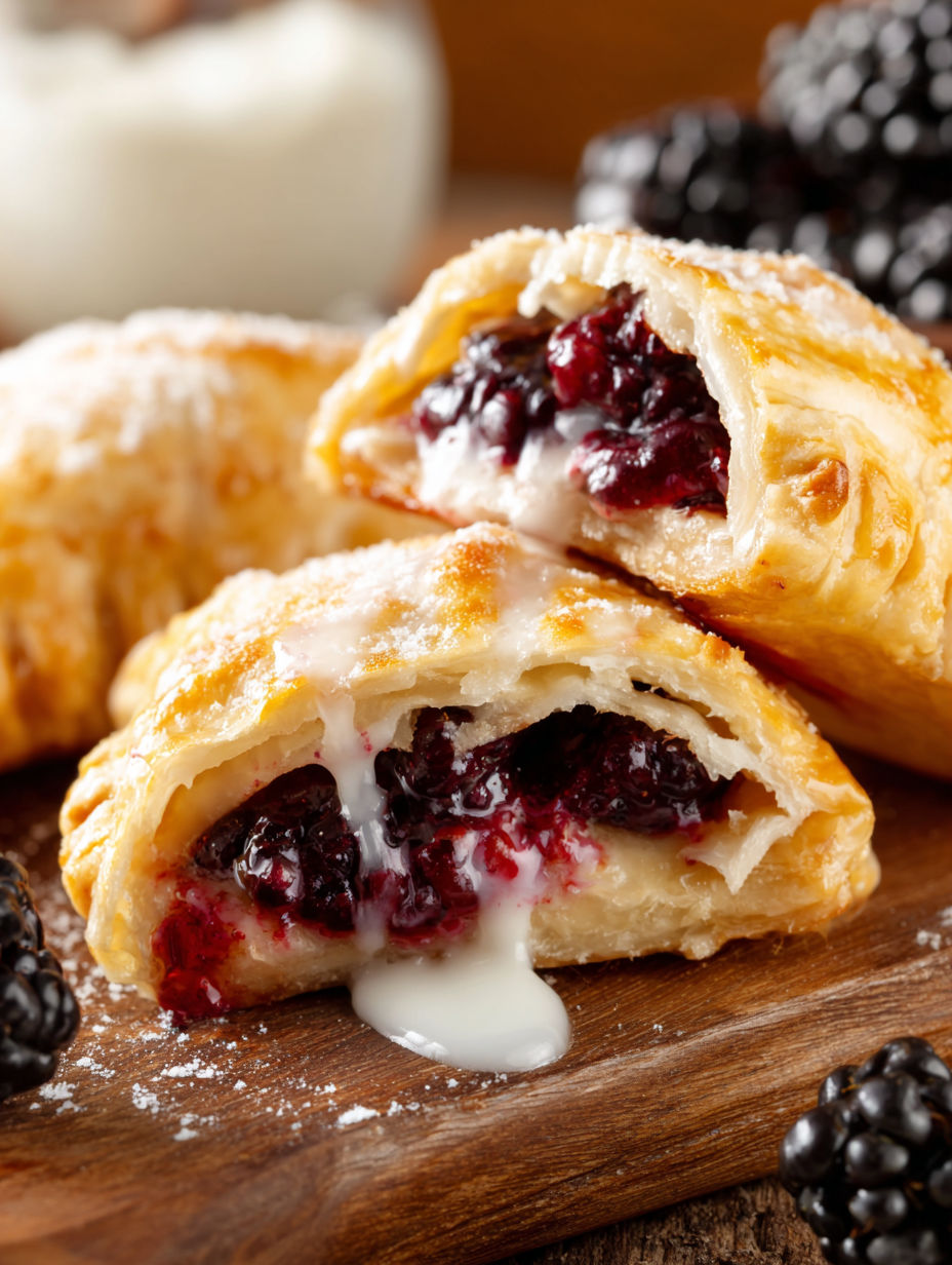 A close up of a blackberry hand pie.