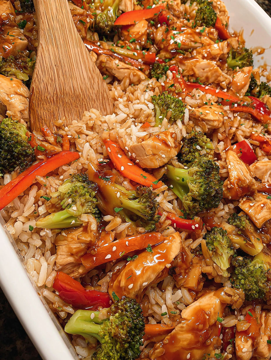 A dish of chicken and broccoli with a sauce.