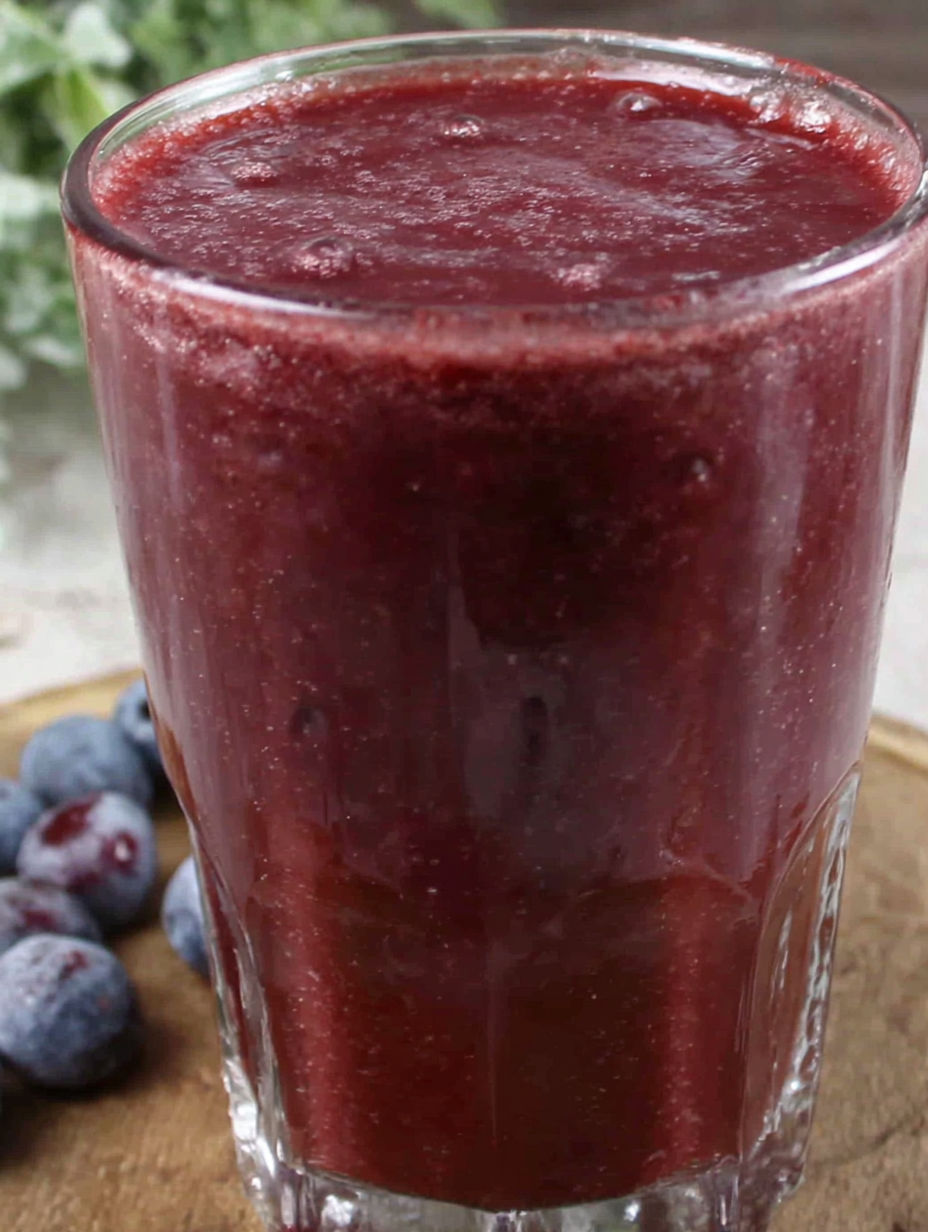 A glass of cranberry blueberry juice.