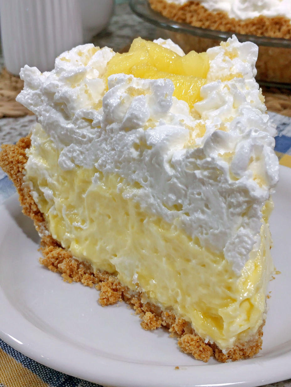 A slice of pineapple cream cheese pie.
