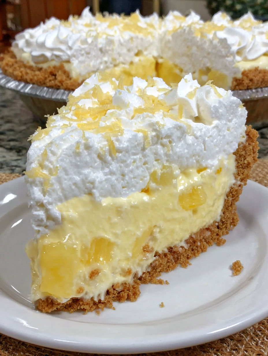 A slice of pineapple cream cheese pie.