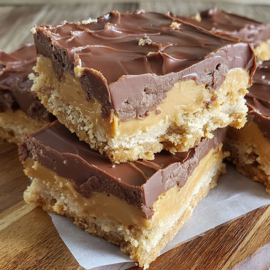 A stack of buckeye graham cracker bars.