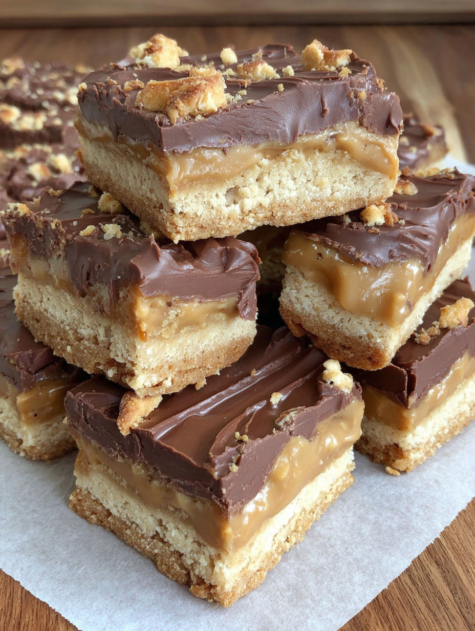A stack of buckeye graham cracker bars.