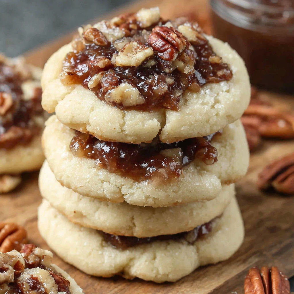 A stack of pecan pie cookies.