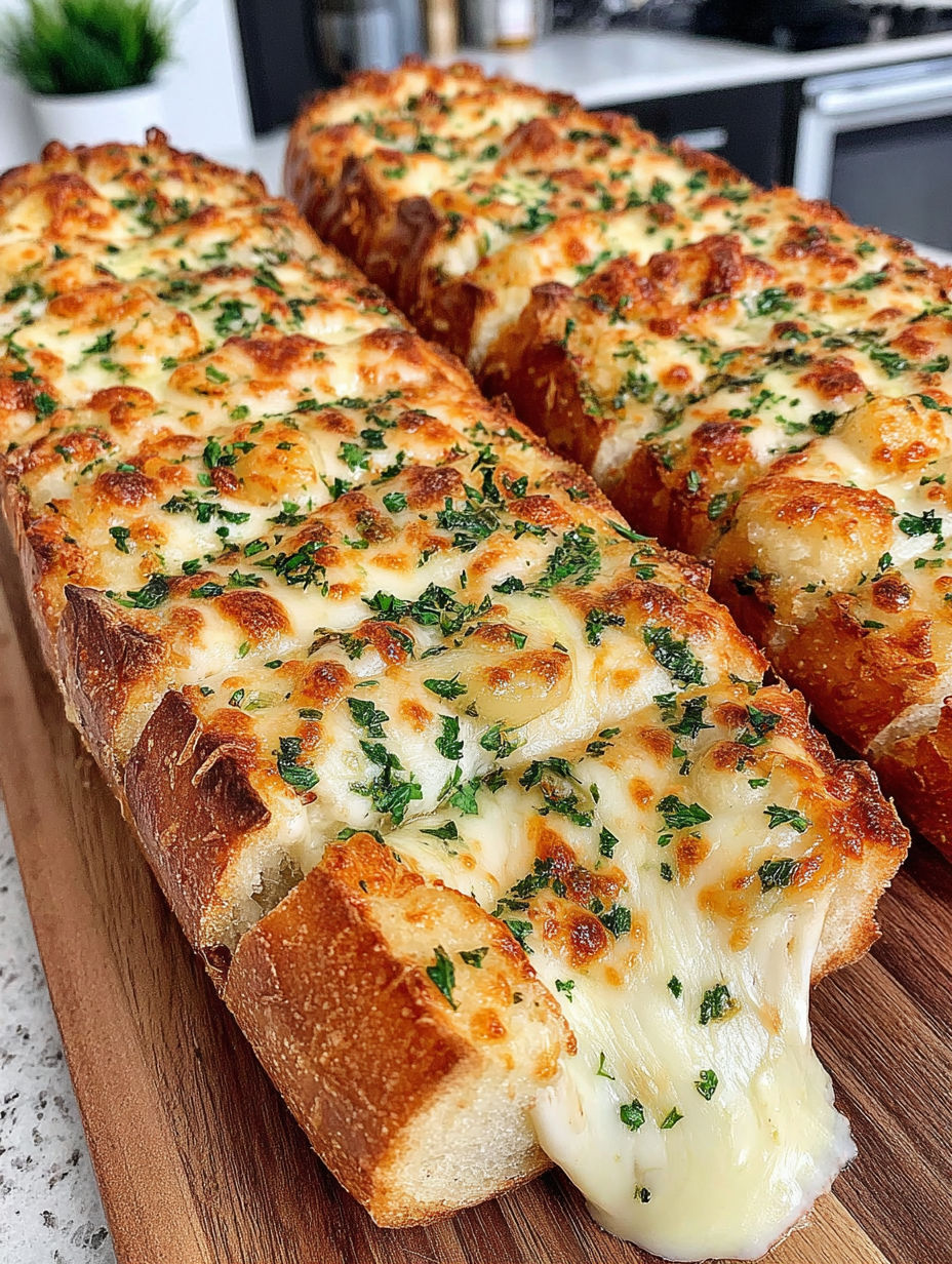 A slice of garlic cheesy bread.