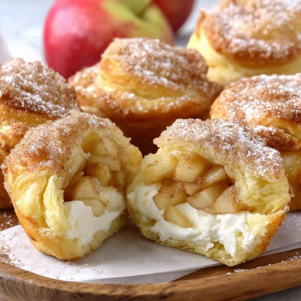 A plate of apple pie crescent muffins.