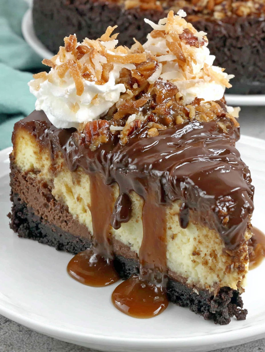 A slice of chocolate cake with whipped cream and nuts.