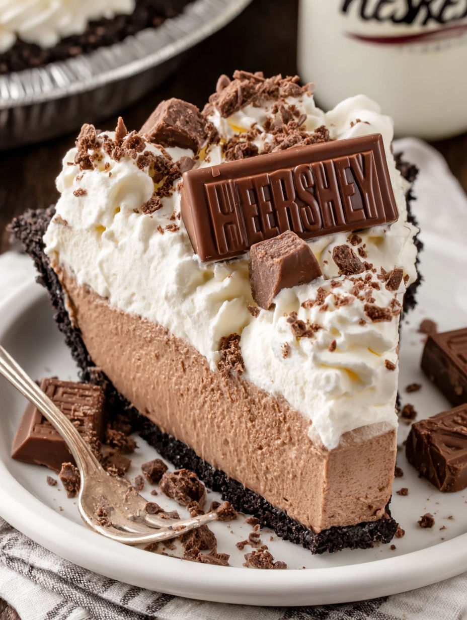 A slice of chocolate cake with chocolate chips and white frosting.