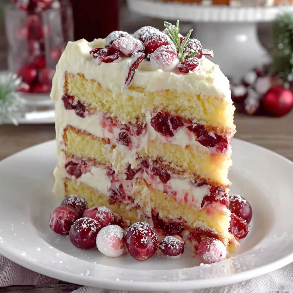 A slice of cranberry Christmas cake.