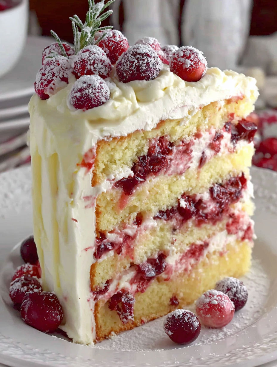 A slice of Cranberry Christmas Cake.