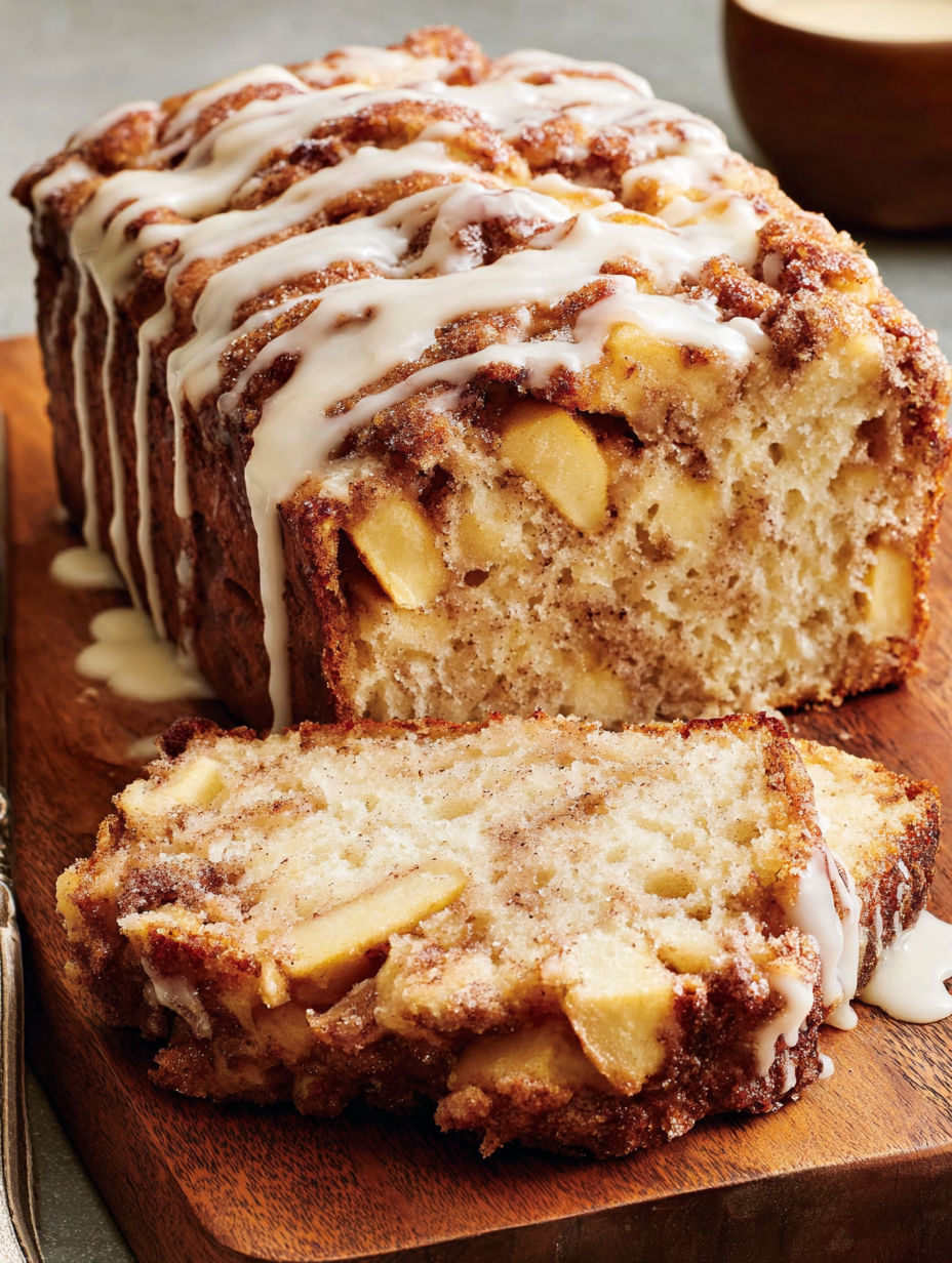 A slice of apple fritter bread.