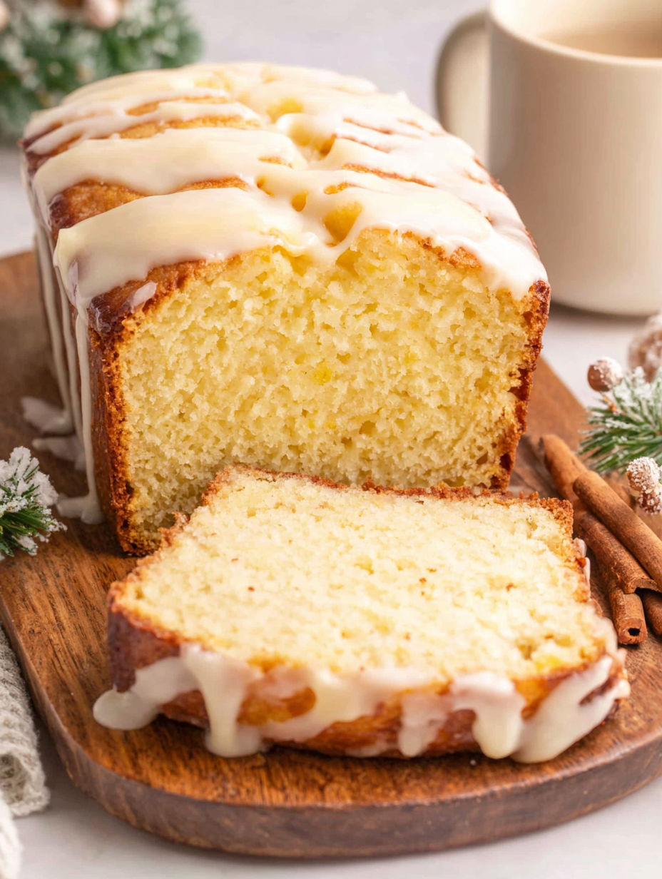 A slice of vintage eggnog bread.