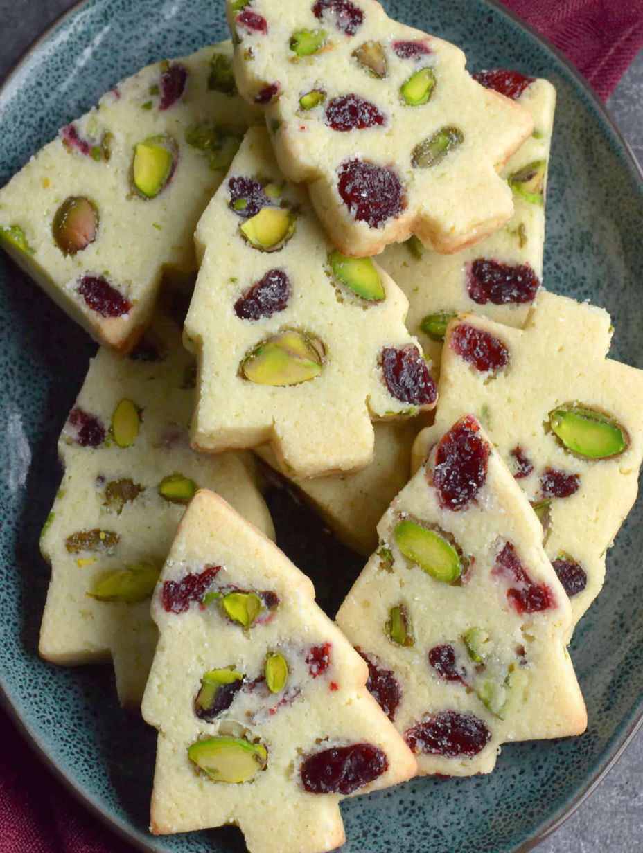 A plate of cranberry pistachio cookies.