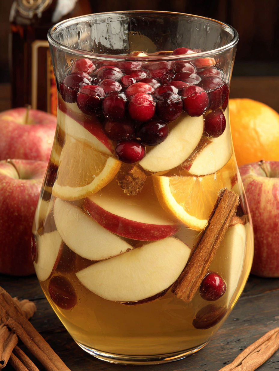 A glass of sangria with a cinnamon stick in it.