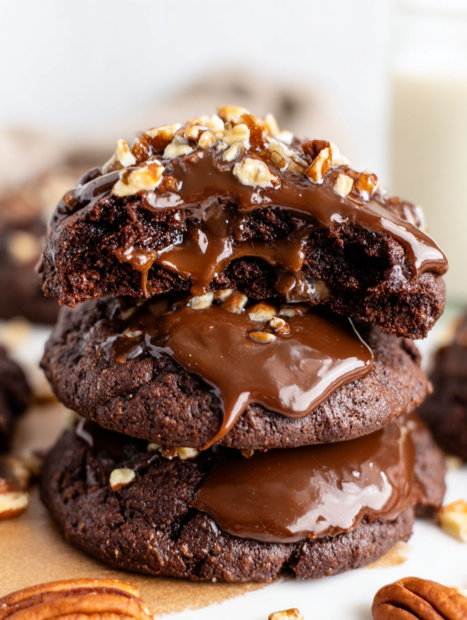 Chocolate chip cookies with chocolate icing.