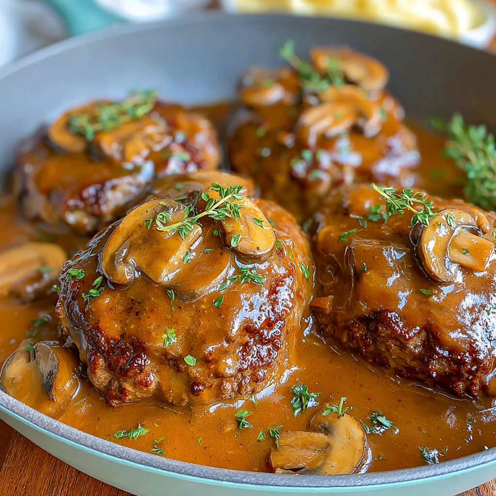 A plate of meat covered in gravy.