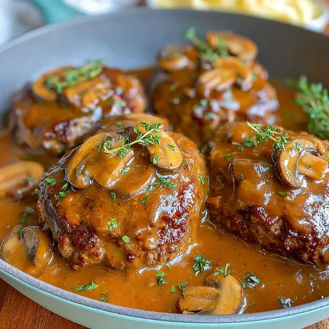 A plate of meat covered in gravy.