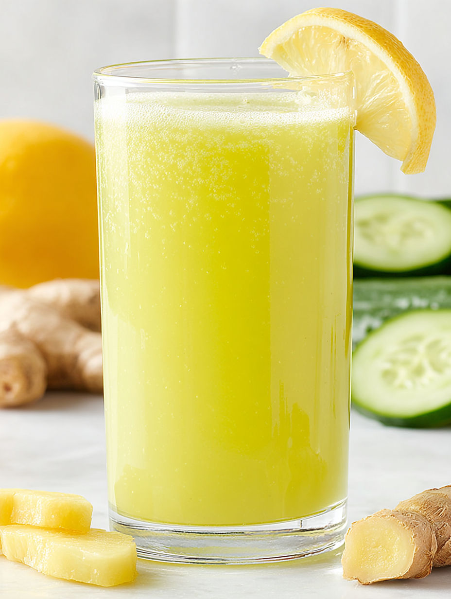 A glass of pineapple cucumber juice.