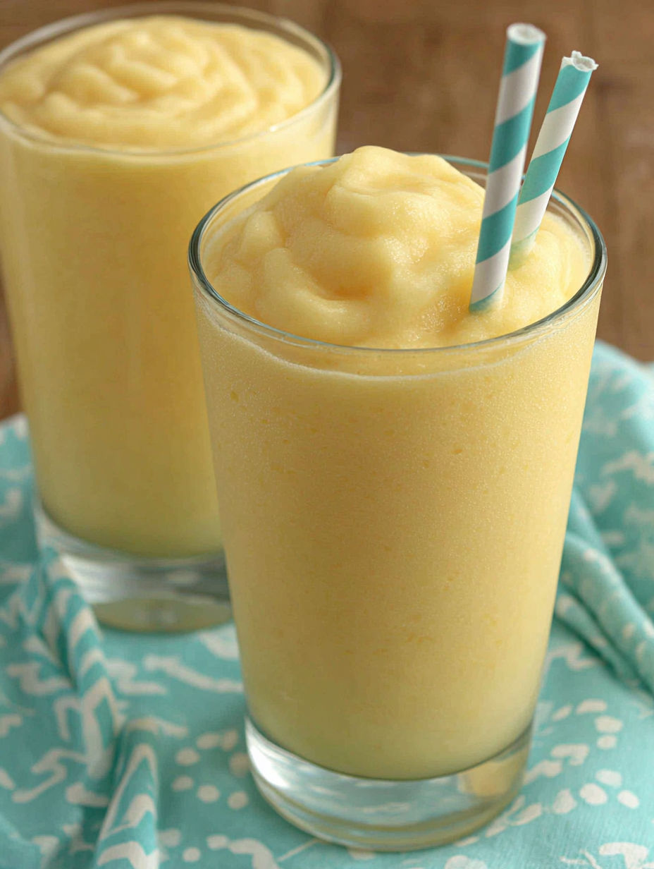 Two glasses of creamsicle slushy.