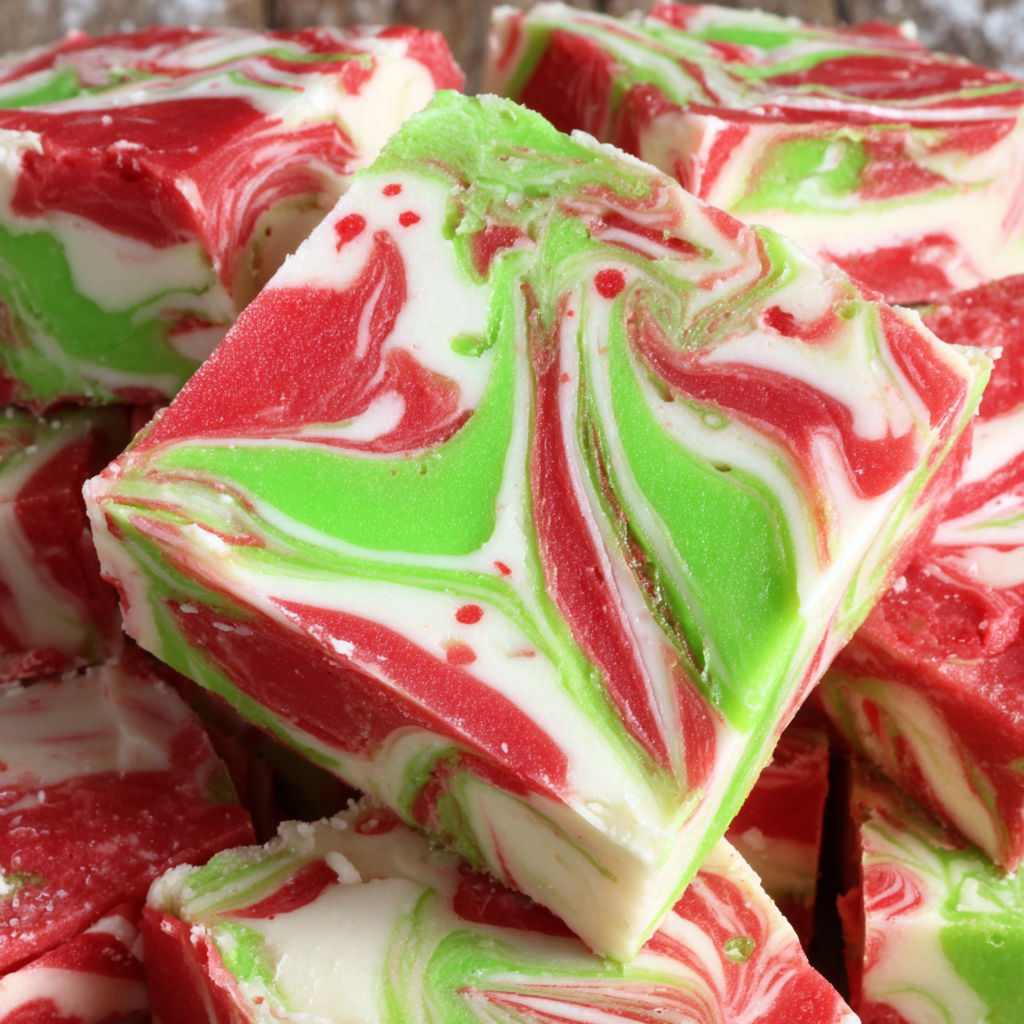 A close up of a piece of Christmas fudge.
