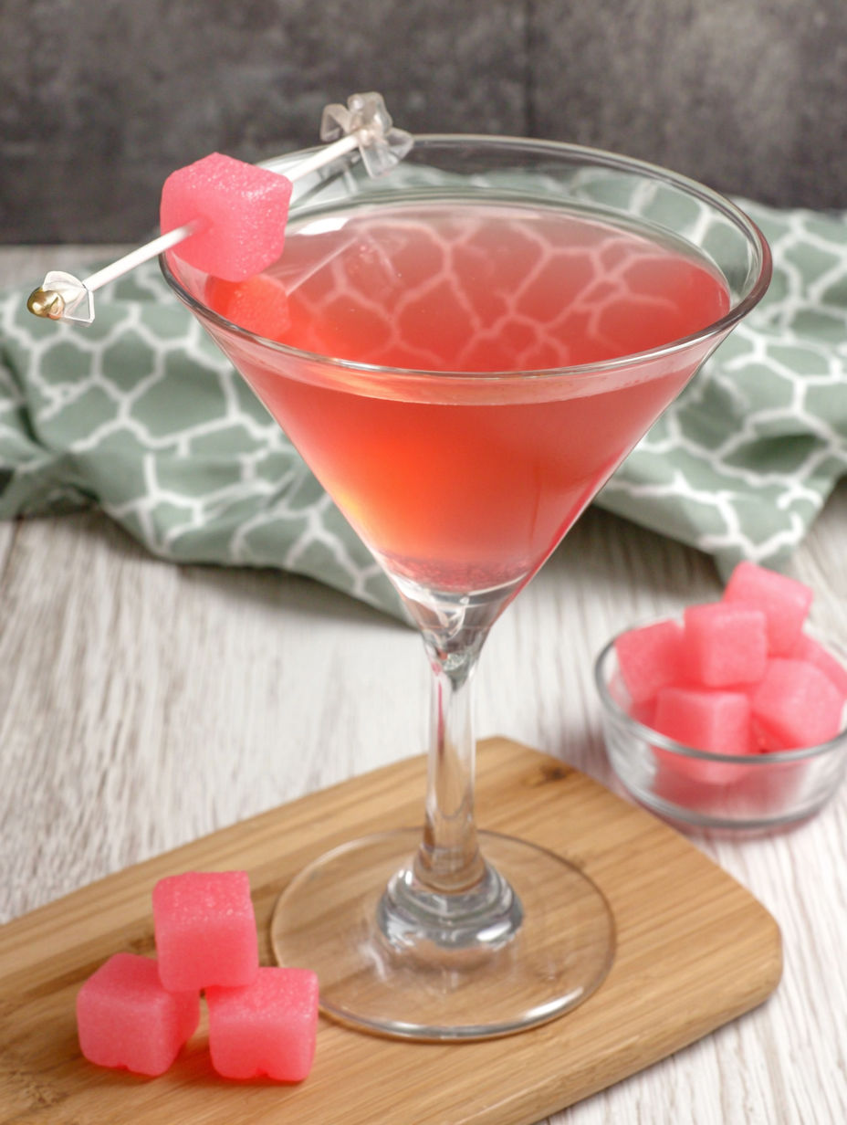 A glass of pink starburst martini.
