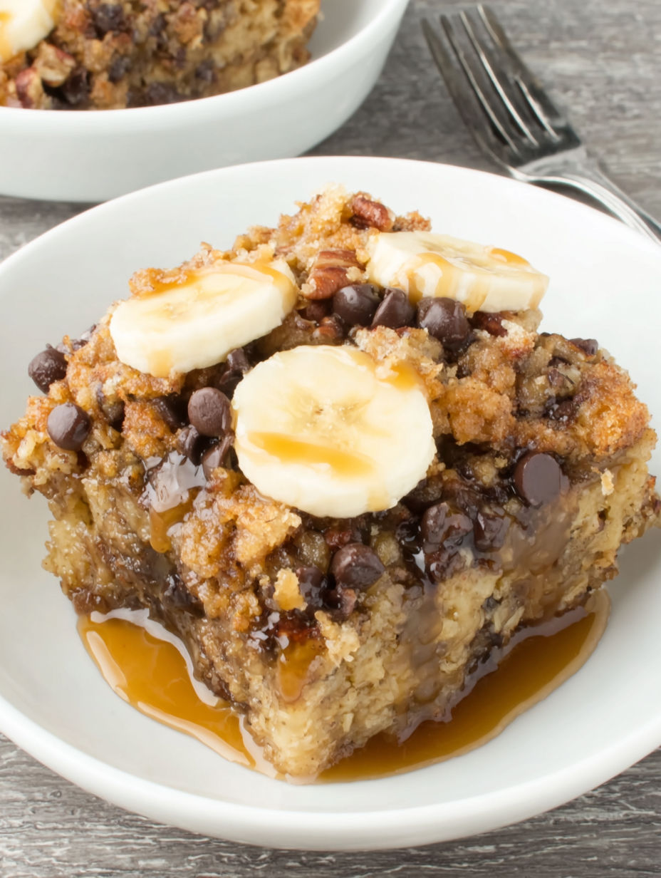 A slice of banana bread with chocolate chips.