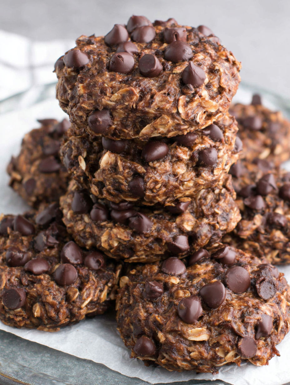 A stack of chocolate chip cookies.