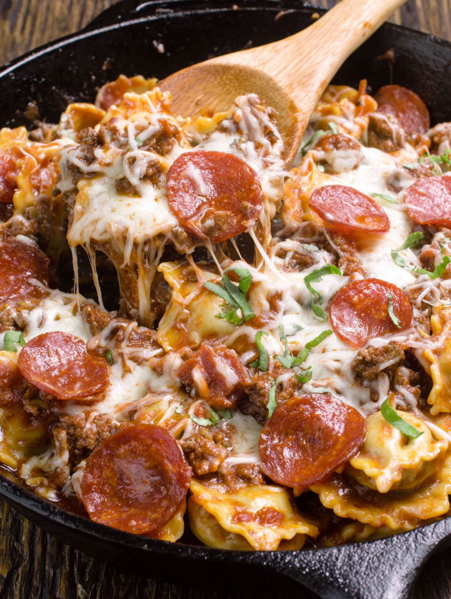Meat Lover's Pizza Skillet Ravioli.