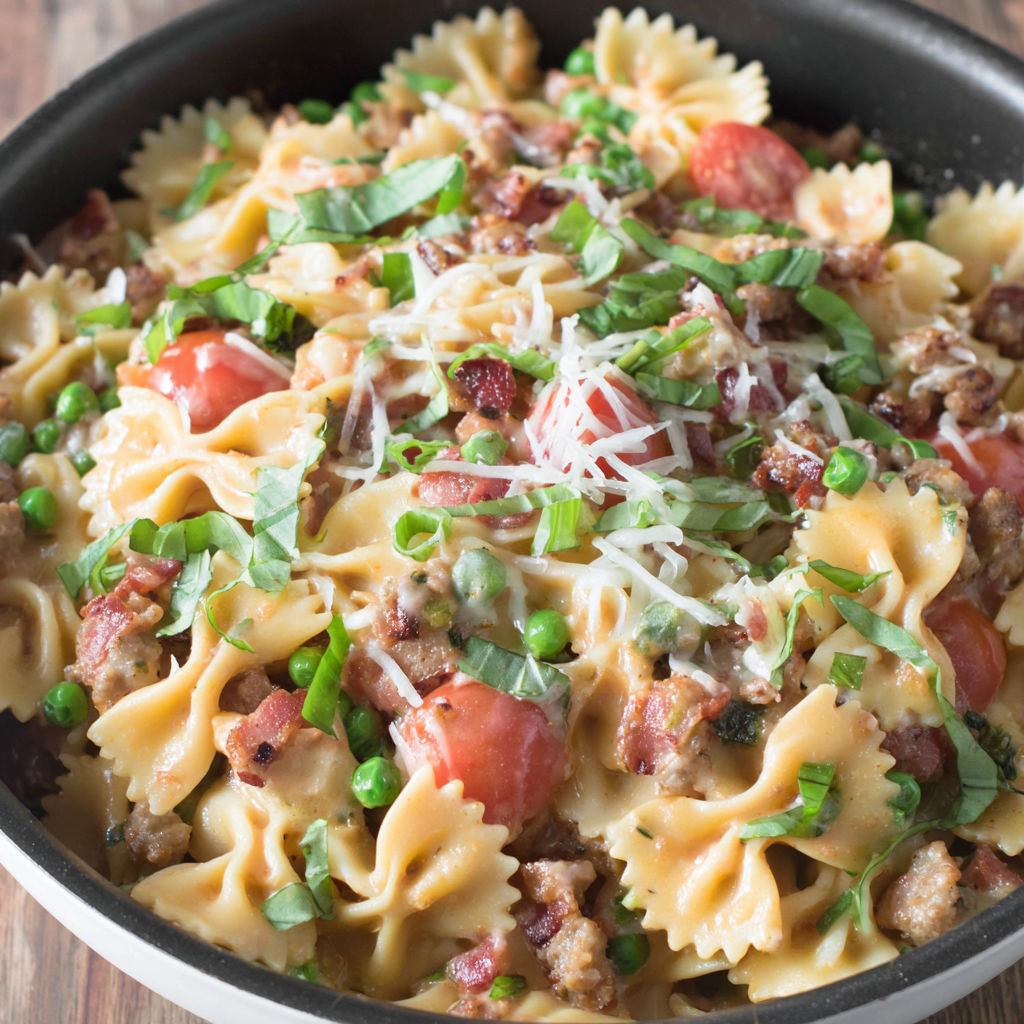 A bowl of pasta with tomatoes and cheese.