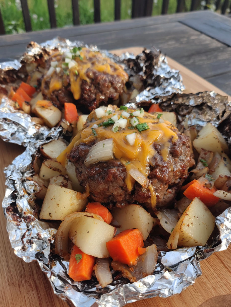 Zwei Cheeseburger in Alufolie eingewickelt.