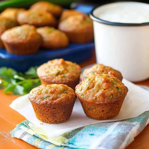 Nahaufnahme von frisch gebackenen herzhaften Muffins mit grünen Kräutern, auf einer weißen Serviette platziert, mit weiteren Muffins und einer Portion Joghurt im Hintergrund.