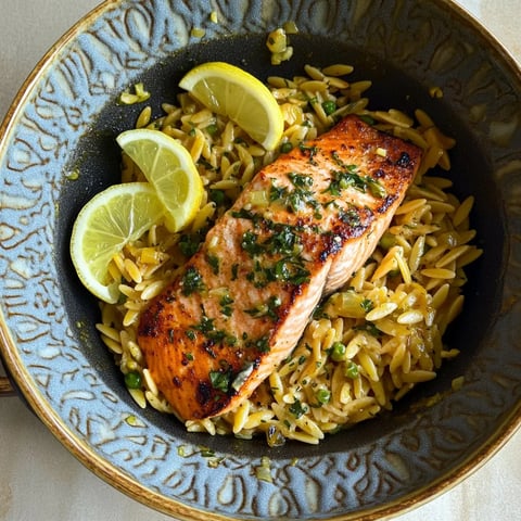Zitronen-Lachs mit Orzo