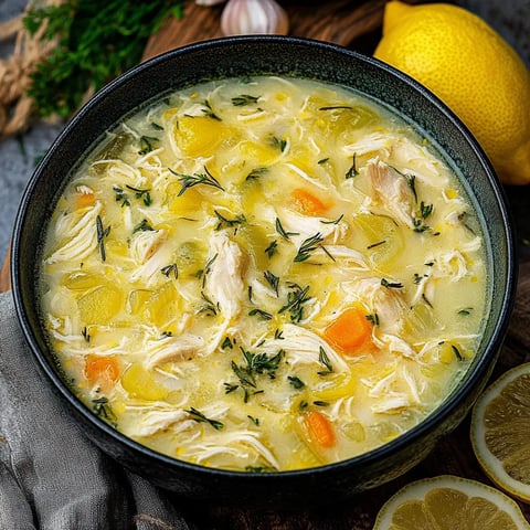 Zitronensuppe mit Huhn und Orzo