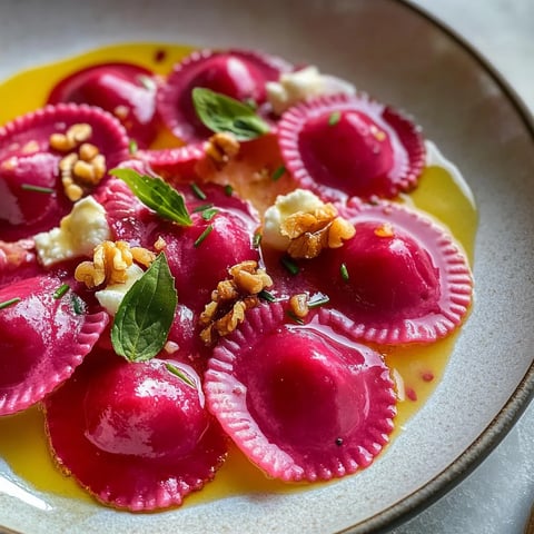 Pinke Ravioletti aus roter Beete
